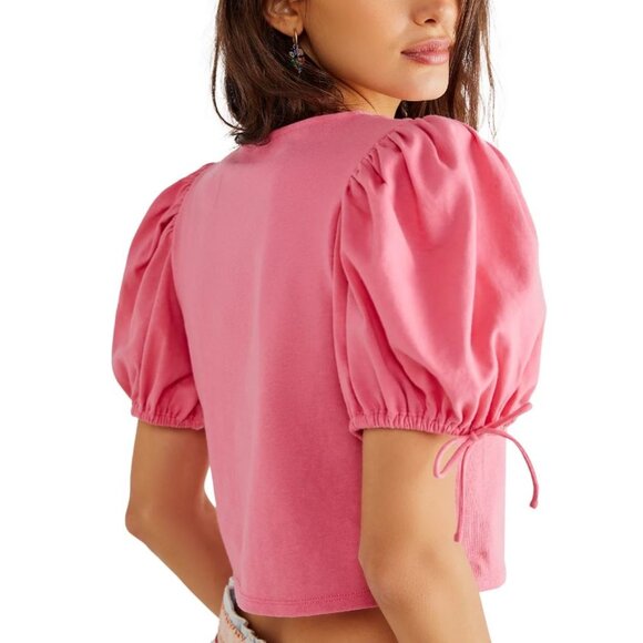 Free People || Women's Kitty Cotton Front-Tie Crop Top - Picture 3 of 8